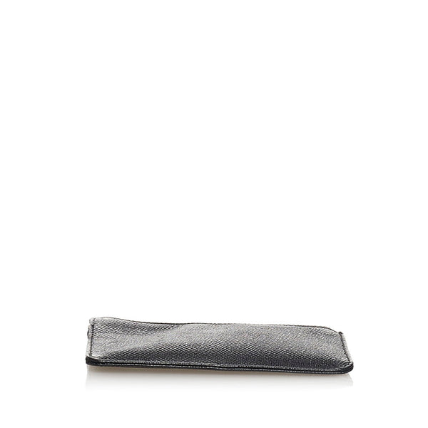 ブルガリ コインケース マルチフラットポーチ ブラック シルバー レザー メンズ BVLGARI 【中古】