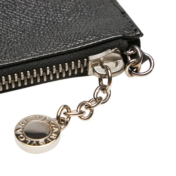 ブルガリ コインケース マルチフラットポーチ ブラック シルバー レザー メンズ BVLGARI 【中古】