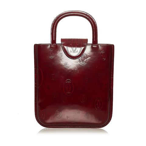 カルティエ ハッピーバースデー レッド エナメル ハンドバッグ レディース CARTIER 【中古】