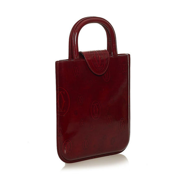 カルティエ ハッピーバースデー レッド エナメル ハンドバッグ レディース CARTIER 【中古】