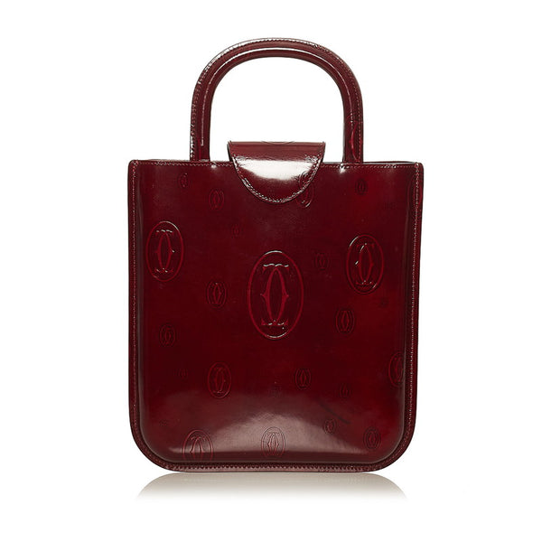 カルティエ ハッピーバースデー レッド エナメル ハンドバッグ レディース CARTIER 【中古】