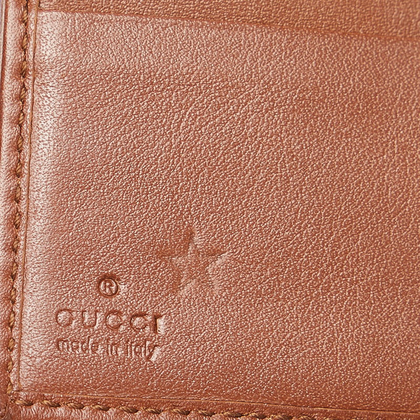 グッチ GGキャンバス 二つ折り財布 282412 ブルー ブラウン デニム レザー レディース GUCCI 【中古】