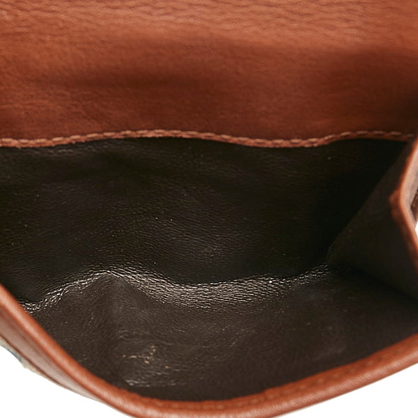 グッチ GGキャンバス 二つ折り財布 282412 ブルー ブラウン デニム レザー レディース GUCCI 【中古】