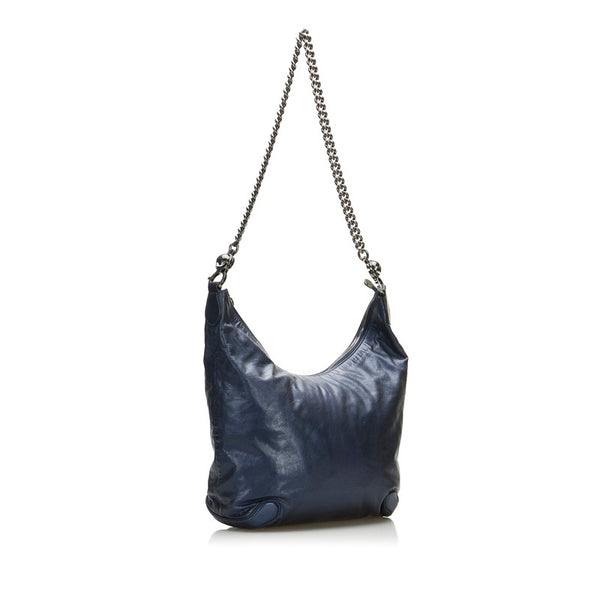 グッチ ギャラクシー 斜め掛け チェーン ショルダーバッグ 223560 ネイビー レザー レディース GUCCI 【中古】