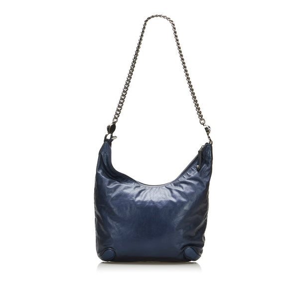 グッチ ギャラクシー 斜め掛け チェーン ショルダーバッグ 223560 ネイビー レザー レディース GUCCI 【中古】