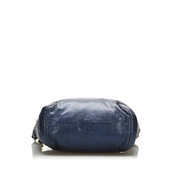 グッチ ギャラクシー 斜め掛け チェーン ショルダーバッグ 223560 ネイビー レザー レディース GUCCI 【中古】