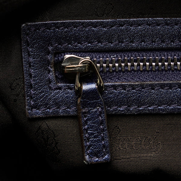 グッチ ギャラクシー 斜め掛け チェーン ショルダーバッグ 223560 ネイビー レザー レディース GUCCI 【中古】