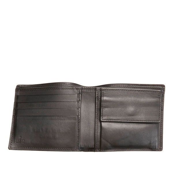 グッチ GGスプリーム キングスネーク  451266 ブラック PVC レザー 二つ折り財布 メンズ GUCCI 【中古】