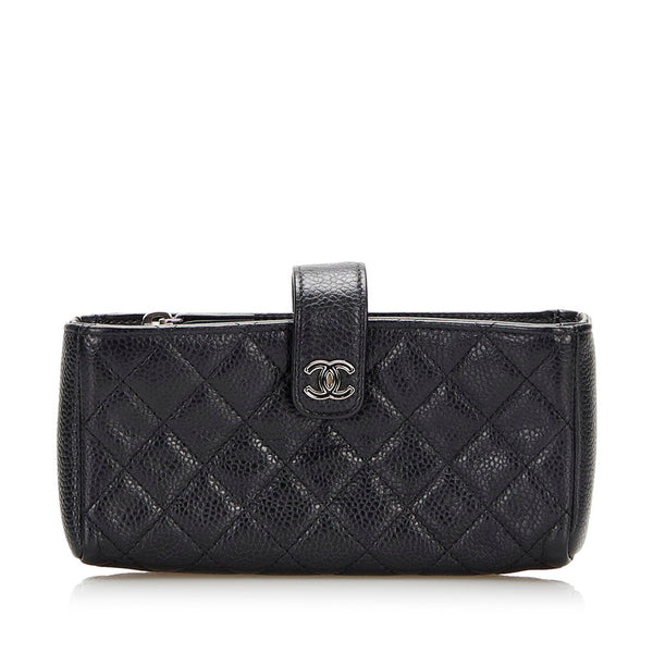 シャネル マトラッセ ココマーク ポーチ ブラック キャビアスキン レディース CHANEL 【中古】