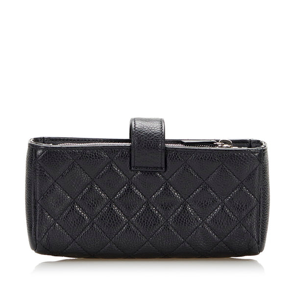 シャネル マトラッセ ココマーク ポーチ ブラック キャビアスキン レディース CHANEL 【中古】