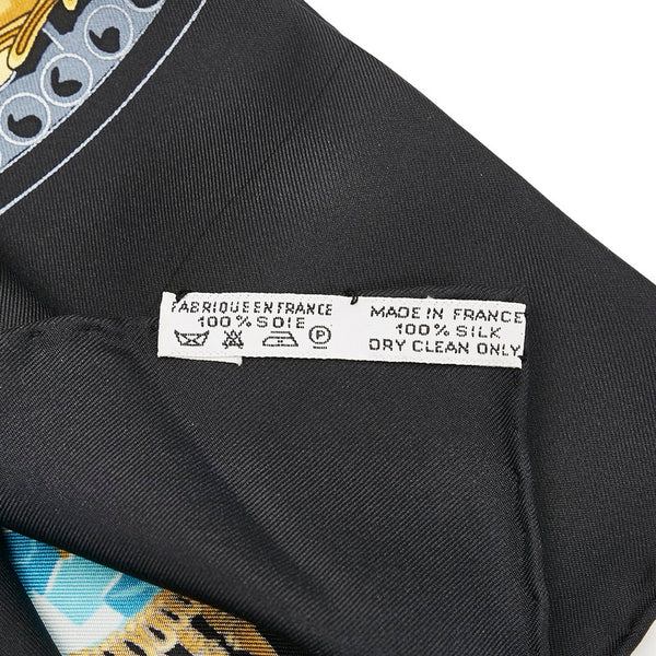 エルメス カレ90 大仏 仏像 カーニバル スカーフ ブラック ゴールド マルチカラー シルク レディース HERMES 【中古】