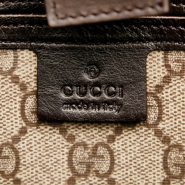 グッチ GGスプリーム トートバッグ 203517 ベージュ ブラウン PVC レザー エナメル レディース GUCCI 【中古】