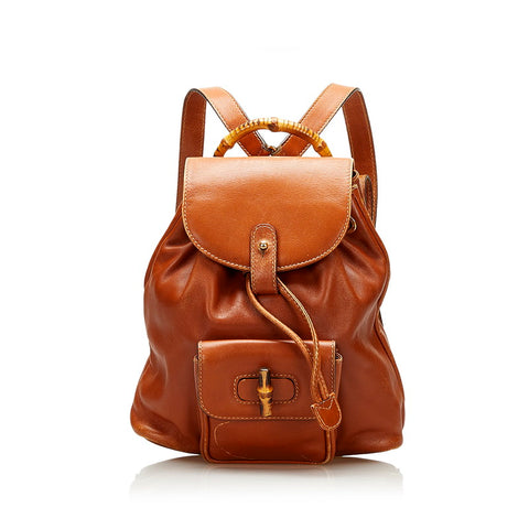 グッチ バンブー リュック バックパック 003 1998 0030 ブラウン レザー レディース GUCCI 【中古】