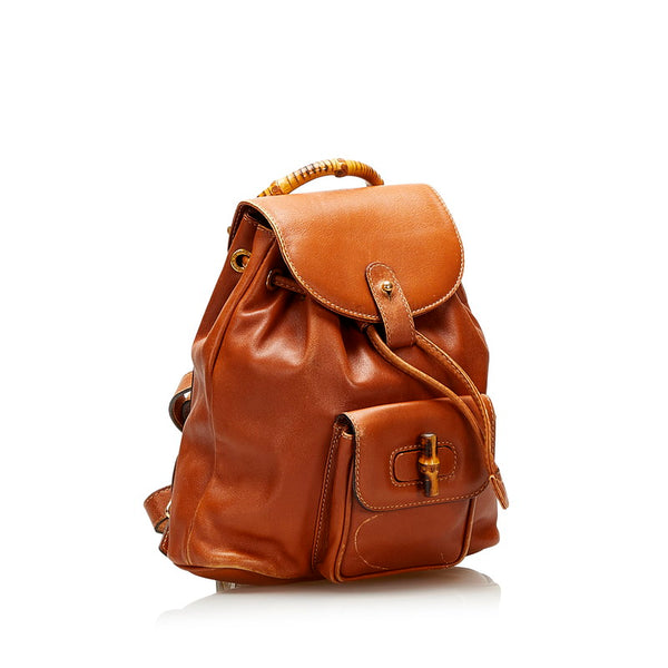 グッチ バンブー リュック バックパック 003 1998 0030 ブラウン レザー レディース GUCCI 【中古】