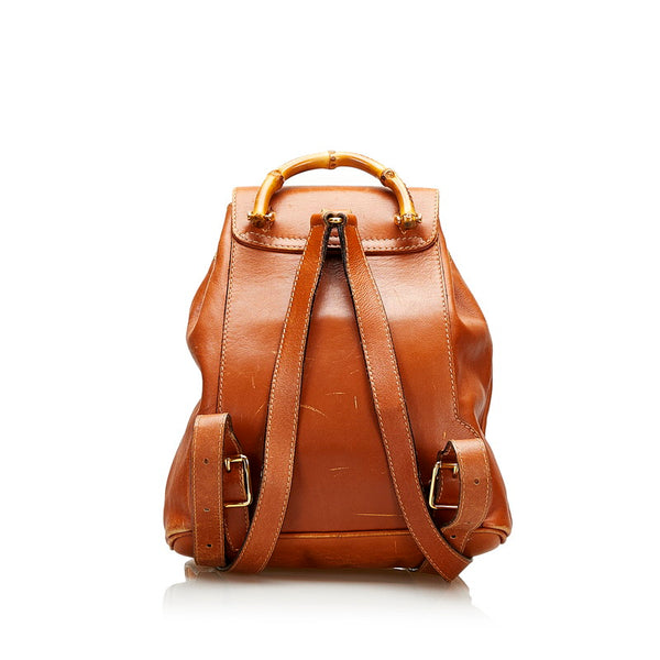 グッチ バンブー リュック バックパック 003 1998 0030 ブラウン レザー レディース GUCCI 【中古】