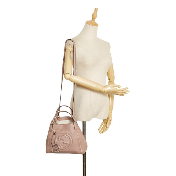 グッチ ソーホー インターロッキングG 日本限定カラー ハンドバッグ ショルダーバッグ２WAY 336751 ピンクベージュ レザー レディース GUCCI 【中古】