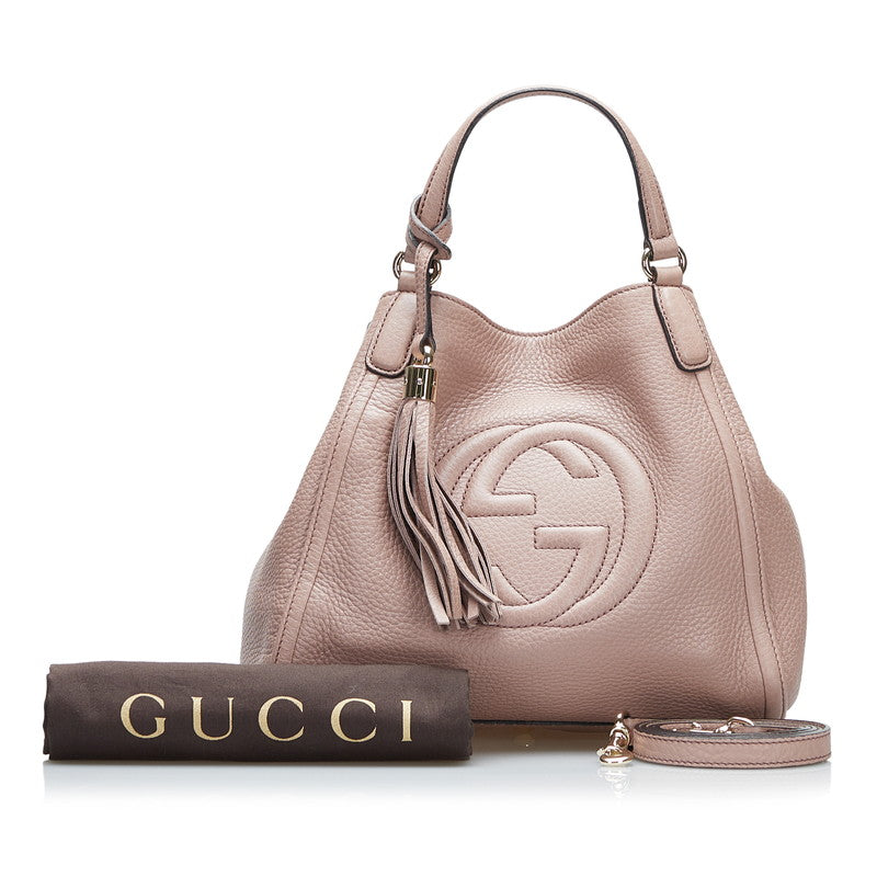 グッチ ソーホー インターロッキングG 日本限定カラー ハンドバッグ ショルダーバッグ２WAY 336751 ピンクベージュ レザー レディース GUCCI 【中古】
