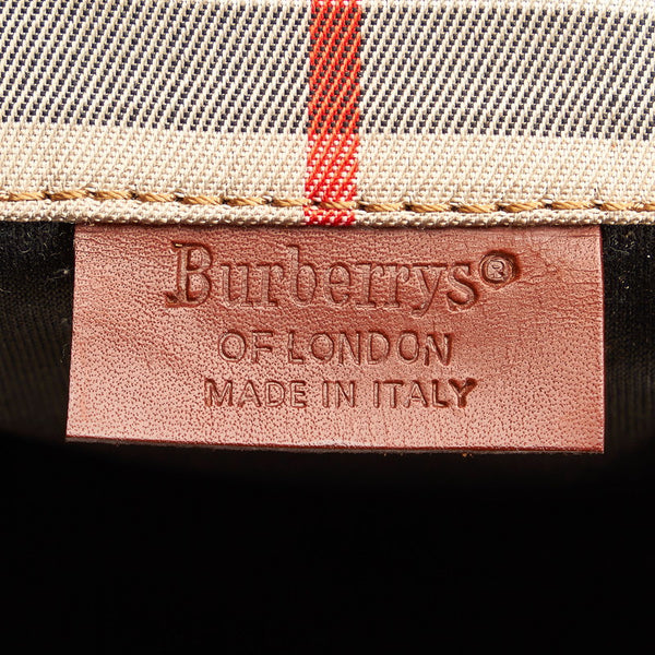 バーバリー ノバチェック シャドーホース 折りたたみ式 トートバッグ  ベージュ キャンバス レザー レディース BURBERRY 【中古】