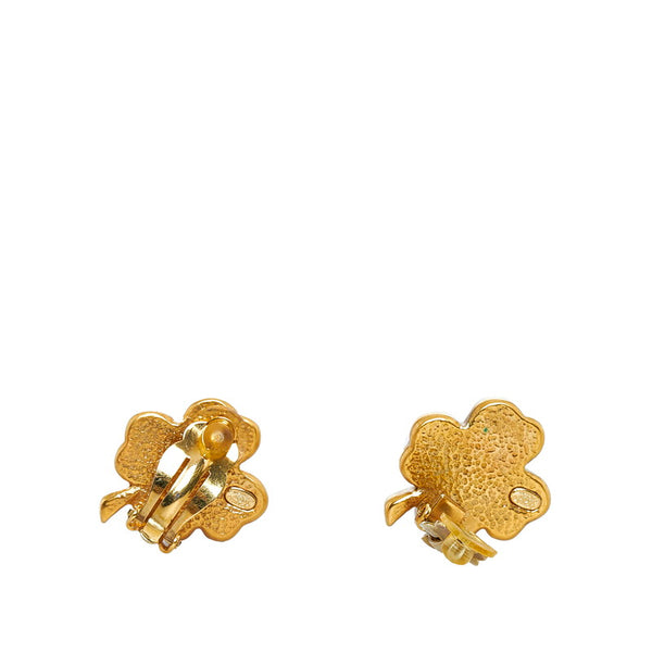 シャネル ココマーク クローバー イヤリング ゴールド ピンク メッキ プラスチック レディース CHANEL 【中古】