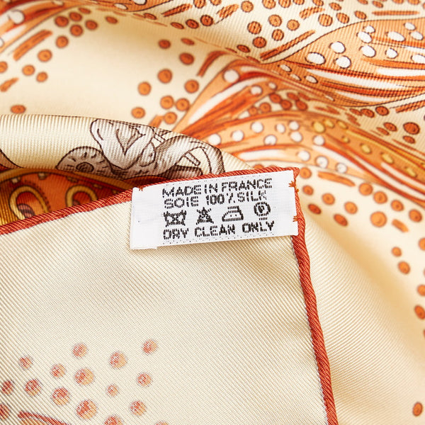 エルメス カレ90 LES RIVIERES DE BABEL バベルの川 スカーフ ベージュ マルチカラー シルク レディース HERMES 【中古】