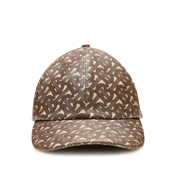 バーバリー モノグラム ベースボールキャップ ブラウン PVC レザー キャップ メンズ BURBERRY 【中古】