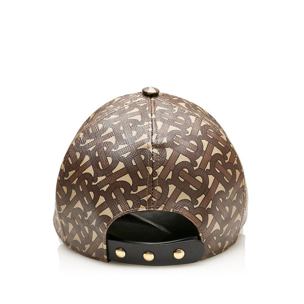 バーバリー モノグラム ベースボールキャップ ブラウン PVC レザー キャップ メンズ BURBERRY 【中古】