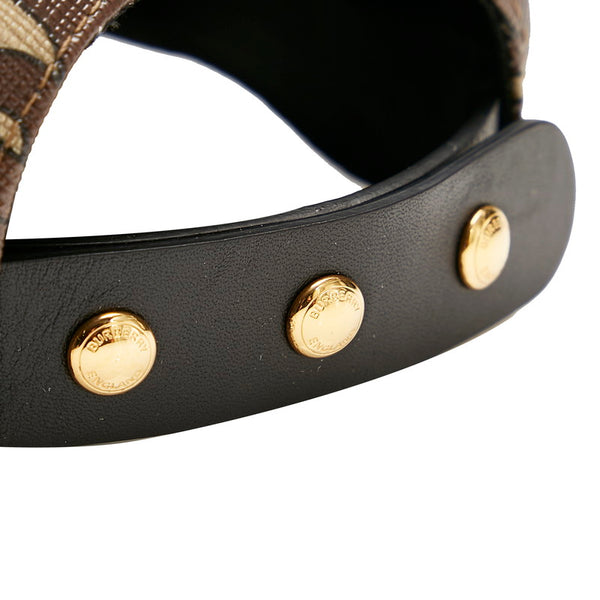 バーバリー モノグラム ベースボールキャップ ブラウン PVC レザー キャップ メンズ BURBERRY 【中古】