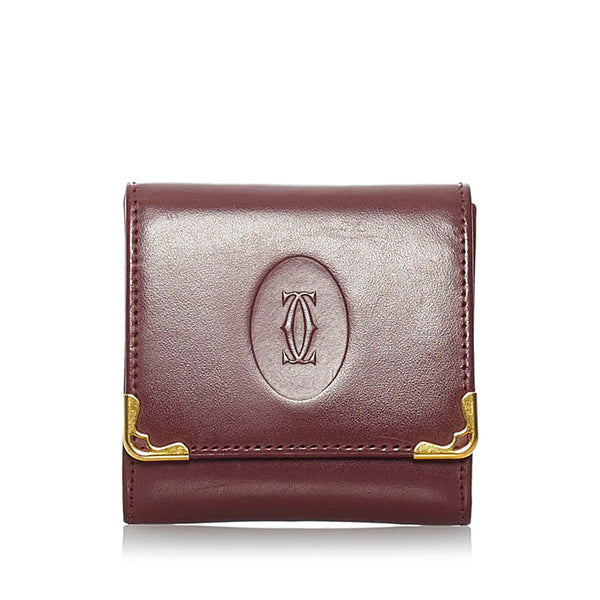 カルティエ マスト ボルドー レザー コインケース メンズ CARTIER 【中古】