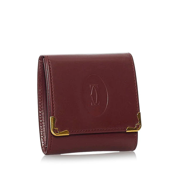 カルティエ マスト ボルドー レザー コインケース メンズ CARTIER 【中古】