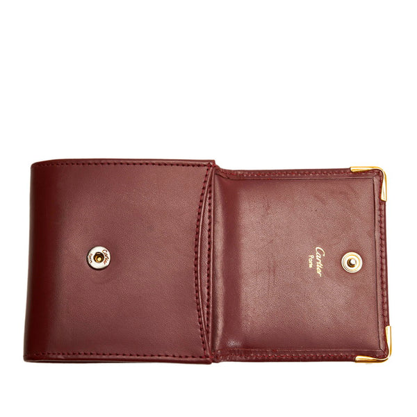 カルティエ マスト ボルドー レザー コインケース メンズ CARTIER 【中古】