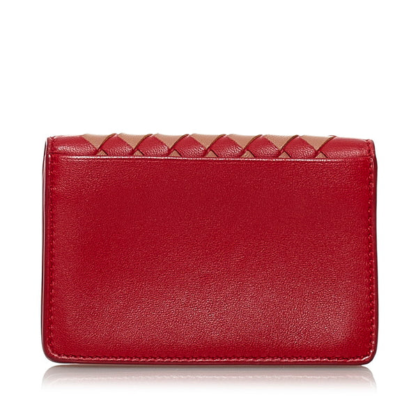 ボッテガヴェネタ イントレチャート カードケース レッド レザー レディース BOTTEGAVENETA 【中古】