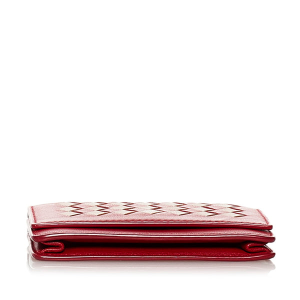 ボッテガヴェネタ イントレチャート カードケース レッド レザー レディース BOTTEGAVENETA 【中古】