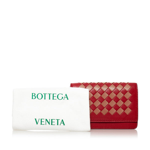 ボッテガヴェネタ イントレチャート カードケース レッド レザー レディース BOTTEGAVENETA 【中古】