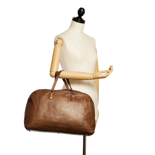 フェンディ セレリア ハンドバッグ 8BN015 ブラウン レザー レディース FENDI 【中古】