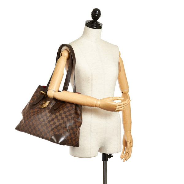 ルイ ヴィトン ダミエ ハムステッド MM トートバッグ N51204 ブラウン PVC レザー レディース LOUIS VUITTON 【中古】