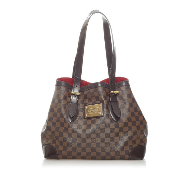 ルイ ヴィトン ダミエ ハムステッド MM トートバッグ N51204 ブラウン PVC レザー レディース LOUIS VUITTON 【中古】