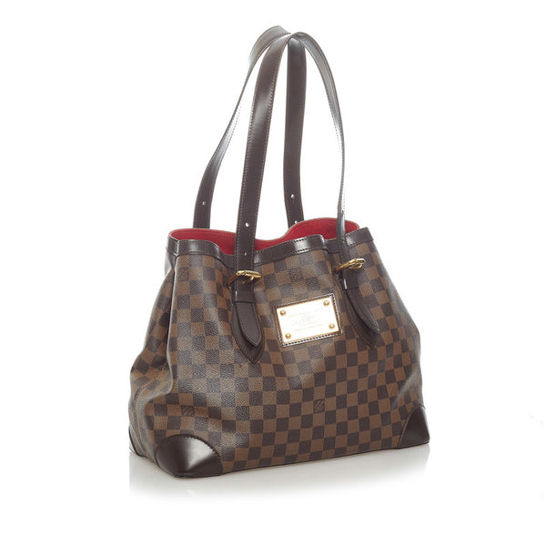 ルイ ヴィトン ダミエ ハムステッド MM トートバッグ N51204 ブラウン PVC レザー レディース LOUIS VUITTON 【中古】