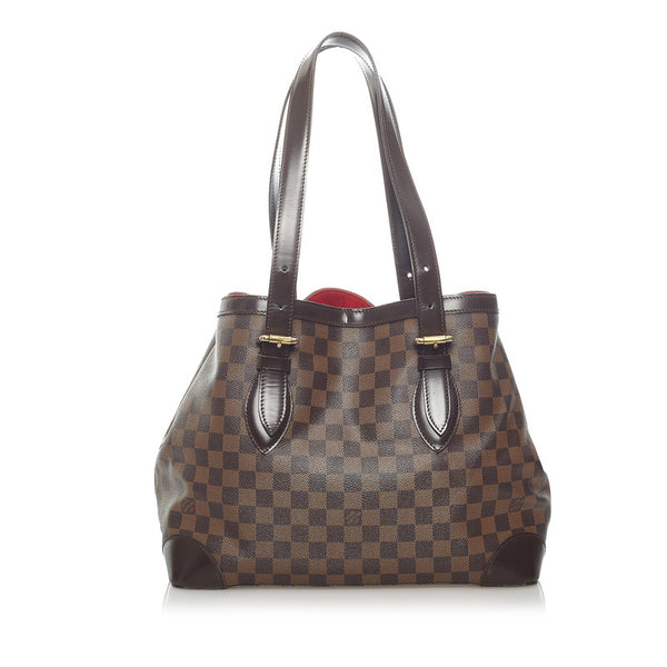 ルイ ヴィトン ダミエ ハムステッド MM トートバッグ N51204 ブラウン PVC レザー レディース LOUIS VUITTON 【中古】