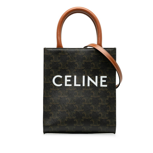 セリーヌ トリオンフ バーティカルカバ ミニ  ハンドバッグ ショルダーバッグ 2WAY ブラウン PVC レザー レディース CELINE 【中古】