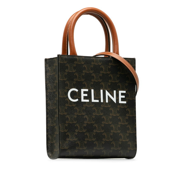 セリーヌ トリオンフ バーティカルカバ ミニ  ハンドバッグ ショルダーバッグ 2WAY ブラウン PVC レザー レディース CELINE 【中古】