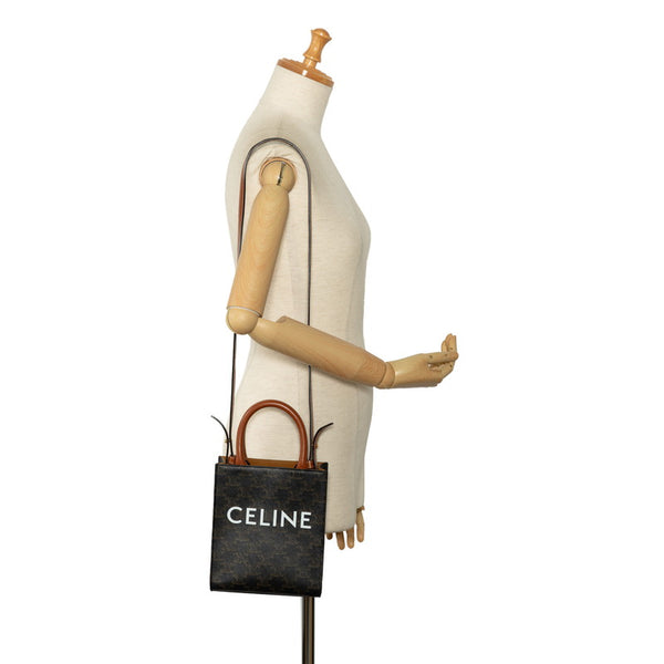 セリーヌ トリオンフ バーティカルカバ ミニ  ハンドバッグ ショルダーバッグ 2WAY ブラウン PVC レザー レディース CELINE 【中古】