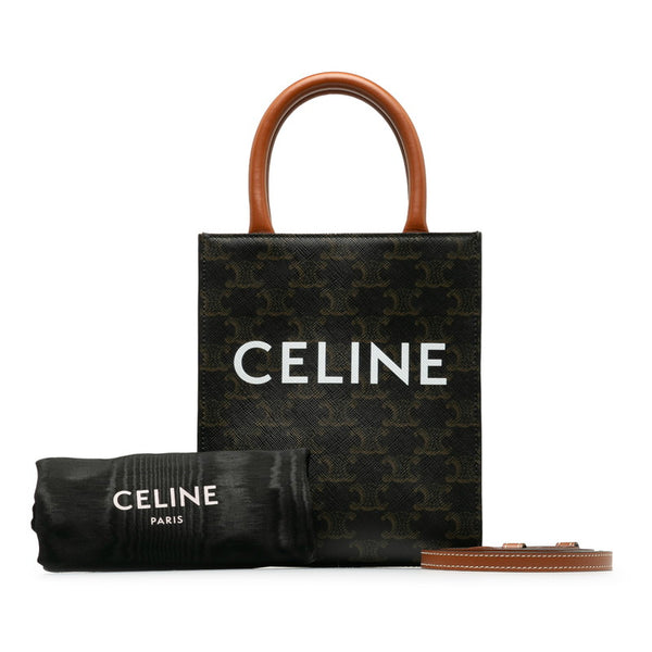 セリーヌ トリオンフ バーティカルカバ ミニ  ハンドバッグ ショルダーバッグ 2WAY ブラウン PVC レザー レディース CELINE 【中古】