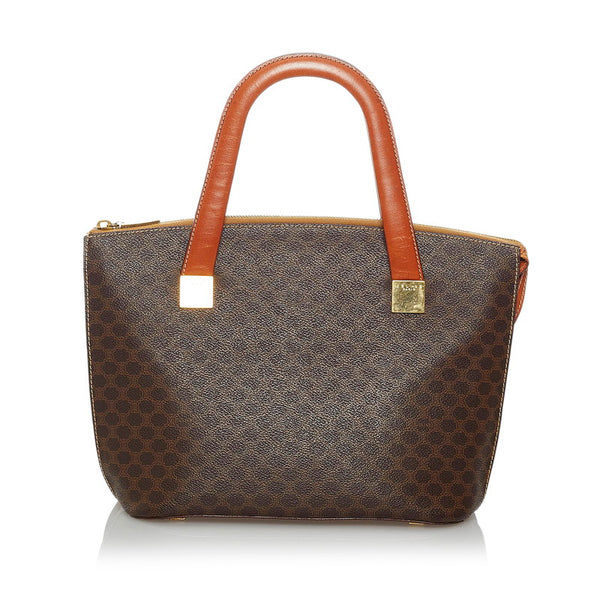 セリーヌ マカダム ハンドバッグ ブラウン PVC レザー レディース CELINE 【中古】