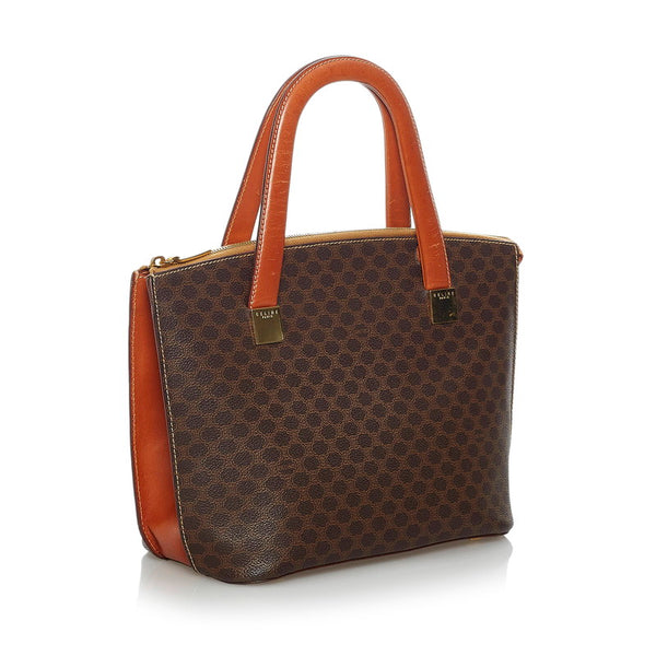 セリーヌ マカダム ハンドバッグ ブラウン PVC レザー レディース CELINE 【中古】