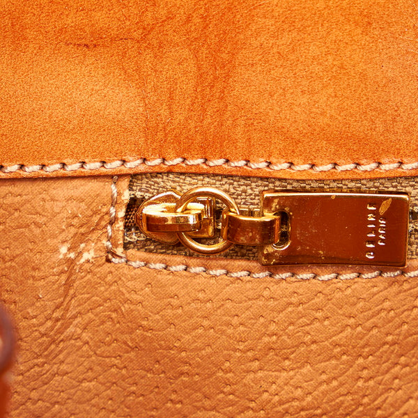 セリーヌ マカダム ハンドバッグ ブラウン PVC レザー レディース CELINE 【中古】