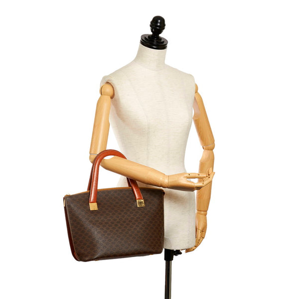 セリーヌ マカダム ハンドバッグ ブラウン PVC レザー レディース CELINE 【中古】