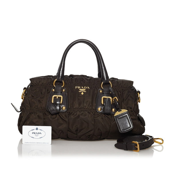 プラダ BN1407 ブラウン ナイロン レザー ハンドバッグ ショルダーバッグ 2WAY レディース PRADA 【中古】