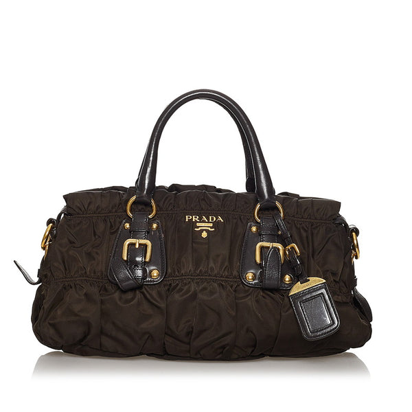プラダ BN1407 ブラウン ナイロン レザー ハンドバッグ ショルダーバッグ 2WAY レディース PRADA 【中古】
