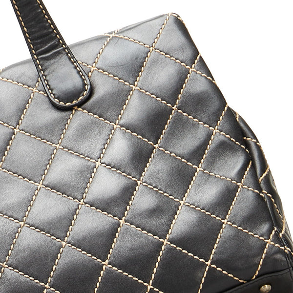 シャネル ワイルドステッチ ハンドバッグ トートバッグ ブラック レザー レディース CHANEL 【中古】