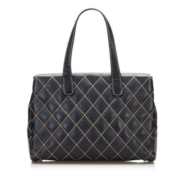 シャネル ワイルドステッチ ハンドバッグ トートバッグ ブラック レザー レディース CHANEL 【中古】